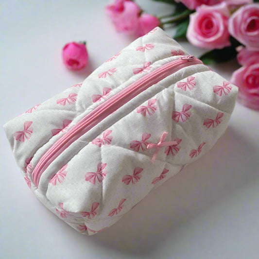 🎀 Blush Bow Beauty Bag